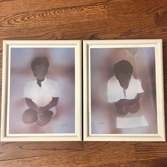 Tom Feelings Framed Art Prints Set of 2 African School Children 14”x11” Preloved - Picture 1 of 6